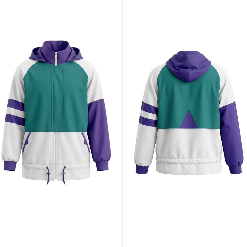 Vintage Mulberry Street Teal Purple Windbreaker Jacket Women Size L